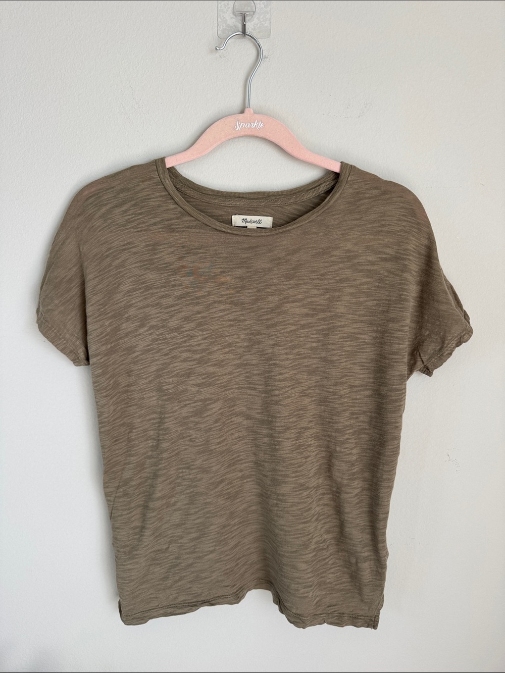 Madewell Whisper Cotton Slub Tee XS Taupe Brown Casual Basic Top
